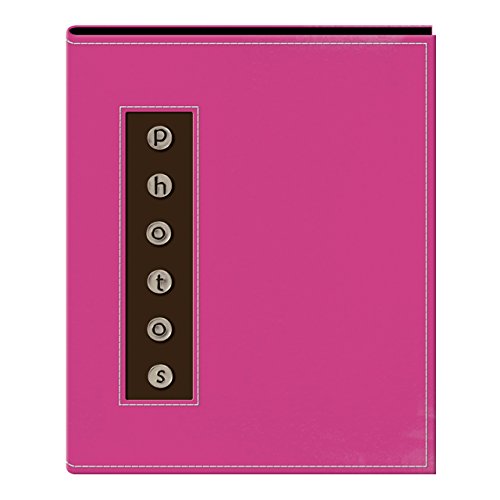 Pioneer Photo Albums Pioneer Metal Button Photo Sewn Leatherette Cover Brag Album, Pink