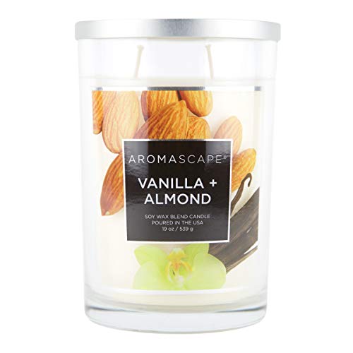 Aromascape PT41907 2-Wick Scented Jar Candle, Vanilla & Almond, 19-Ounce, White