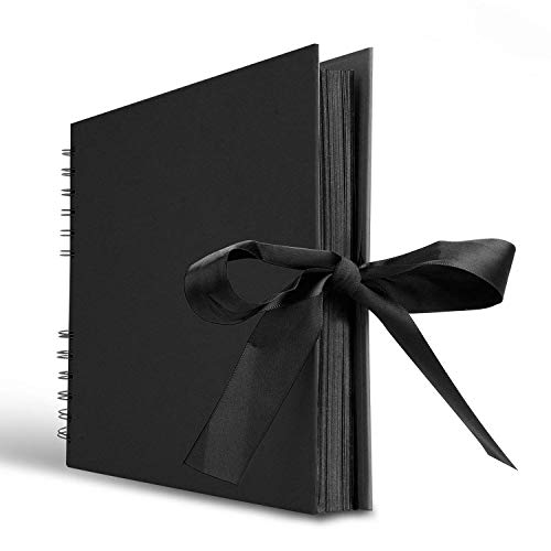 INNOCHEER Scrapbook, 80 Black Pages Scrap Book Photo Album, 11.6 x 8.3 inch Great for Craft Paper DIY Anniversary, Wedding,