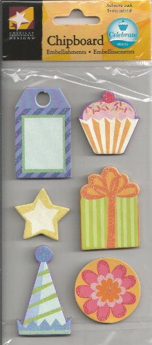 American Traditional Celebrate Chipboard Embellishments with Sticky Dots-