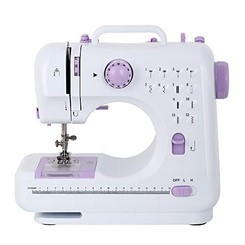 BTY Portable Sewing Machine Mini Electric Household Crafting Mending Sewing Machines Multi-Purpose 12 Built-in Stitches with Foot