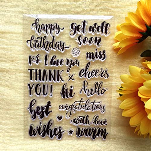 8TTKQCB GAOZONGTER Words Thank You Best Wishes Happy Birthday Clear Stamps  for Card Making DIY Scrapbooking Silicone Stamps