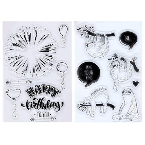 NRVY96G Kwan Crafts 2 Sheets Different Style Happy Birthday Balloons Party  Clear Stamps for Card Making Decoration and DIY