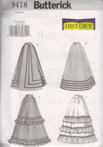 Butterick Making History Pattern 3418 for Misses' Skirts, Sizes 12, 14, & 16.