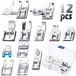 Mudder 12 Pieces Sewing Machine Presser Foot Set Snap On Sewing Machine Spare Parts Accessories Multifunctional Sewing Foot Presser