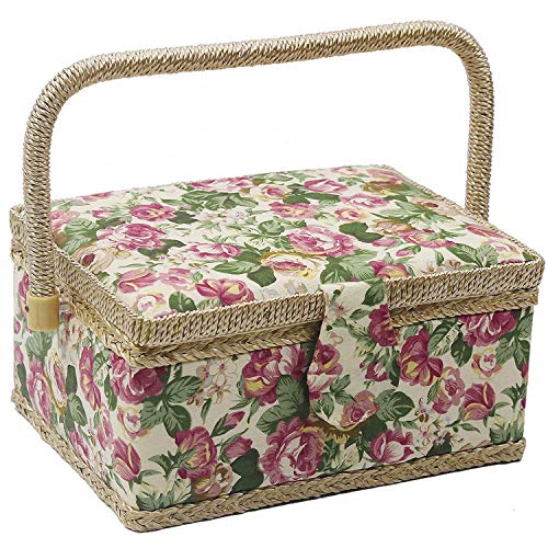 Flrhsjx Medium Sewing Basket with Accessories,Wooden Sewing