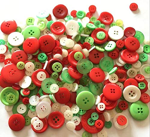 emaan EMAAN 650 Pieces of Christmas Craft Buttons of Various Sizes 2 and 4  Holes Round Craft Buttons - DIY Crafts, Children's