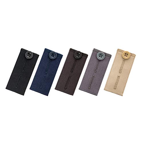 Johnson & Smith Button Pants Extenders by Johnson & Smith | Pack of 5 Colors | Cotton Material | Adjustable Waist Extender for Pants