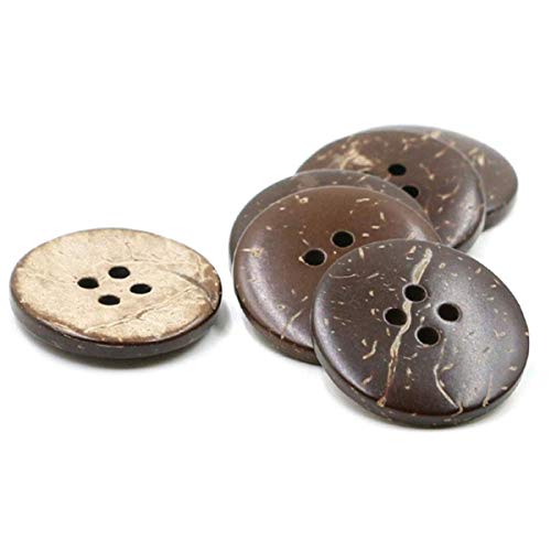 Teppylony 100 Pcs Natural Coconut Shell 4 Hole Buttons DIY Crochet Clothe Scrapbooking Sewing Accessories Decorative and Craft Supplies