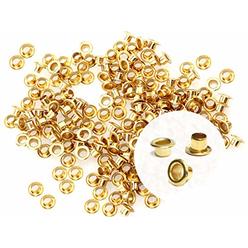 CRAFTMEMORE 2MM Hole 200PCS Tiny Grommets Eyelets Self Backing for Bead Cores, Clothes, Leather, Canvas (Gold)