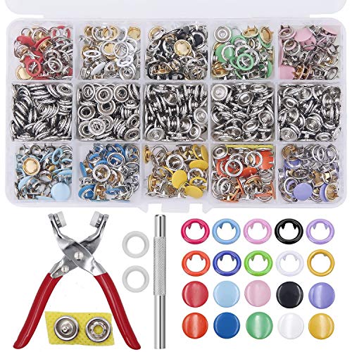EuTengHao 804Pcs Snap Fasteners Tool Kit Hollow and Solid Metal Prong Snaps Buttons with Setting Tool for Clothing Crafting