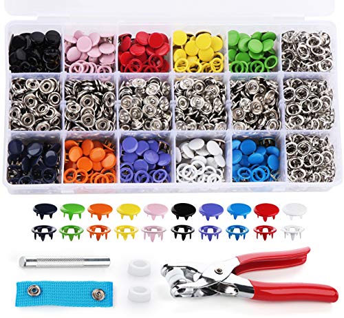 Lemonfilter 300 Sets Snap Fasteners Kit Tool, Metal Snap Buttons Rings with Fastener Pliers Press Tool Kit for for Sewing and
