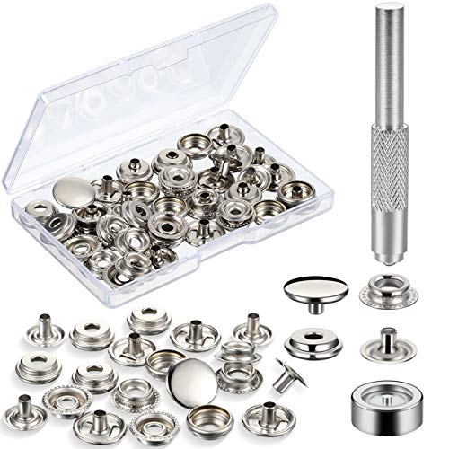 Mudder 12 Sets Snap Fastener Kit, Press Studs Snap Fasteners Clothing Snaps  Button with 2 Pieces Installation Tools for Bags, Jeans
