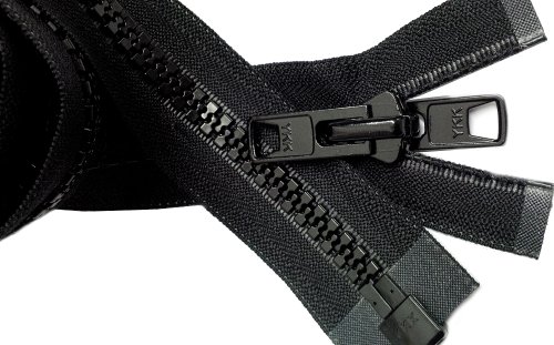 YKK Bimini Top #10 Black Marine Double Pull Zipper 132" ~ YKK Zipper Vislon Reversible Molded with 2 Heads Separating