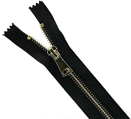 Leekayer 6pcs #5 Metal Teeth Zippers,Close End Zipper,8 inch(20.32cm) Gold Teeth, Zipper for Bag,Pocket, Sewing Coats,Crafts,Jacket