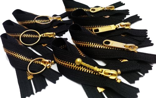 YKK 7"Exposed Metal Zipper with 7 Beautiful Fancy Pull YKK Number 5 Brass Metal Closed Bottom Made in USA - Color Black (7