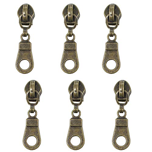 MebuZip 50PCS Anti-Brass Pulls for #5 Nylon Coil Zippers Antique Brass Zipper Sliders for Luggages Purses Bags
