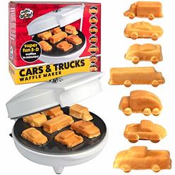 Cucina Pro Car Mini Waffle Maker - Make 7 Fun, Different Race Cars, Trucks, and Automobile Vehicle Shaped Pancakes - Electric Non-Stick