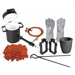 PMC Supplies LLC Casting Kit with 10 Lbs Casting Sand 5 Kg Propane Furnace Graphite Crucible Mold Frames Tongs Gloves Pour Melt Metals Melting