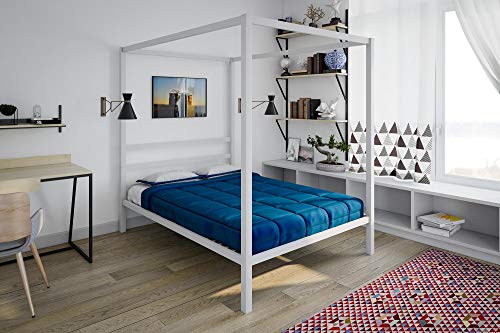Dorel DHP Modern Metal Canopy Bed, Full, White