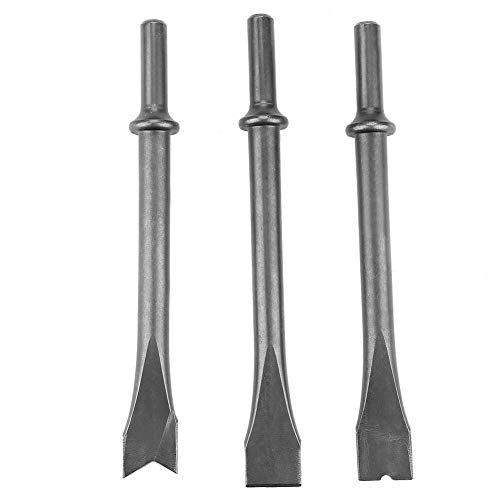Hilitand 3pcs Air Hammer Chisel Set Extra Long Round Shank Pneumatic Hammer Bit Set for 150/190/250 Air Hammer, Shank Dia 10mm