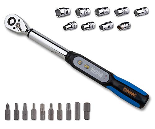 Summit Tools 3/8 inch Digital Torque Wrench, 2.21-44.24 ft-lbs Torque Range, Compact Size, Socket Set, Measure Peak Torque,