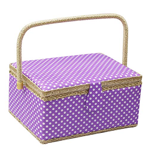 Flrhsjx Large Sewing Basket with Accessories,Wooden Sewing