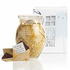 KindNotes Glass Keepsake Gift Jar with Positive Thoughts - Inspirational Scripts Design