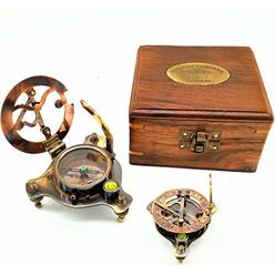 A S Handicrafts Sundial Compass, Vintage Marine West London Antique 2.5" Brass Sundial Compass Nautical Decor Big Brass