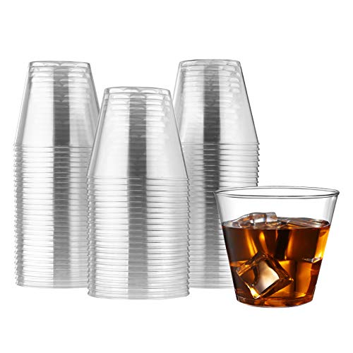 Eupako 5 oz Clear Plastic Party Cups 100 Pack Plastic Wine Cups Hard Disposable Cups Small Clear Disposable Plastic Cups