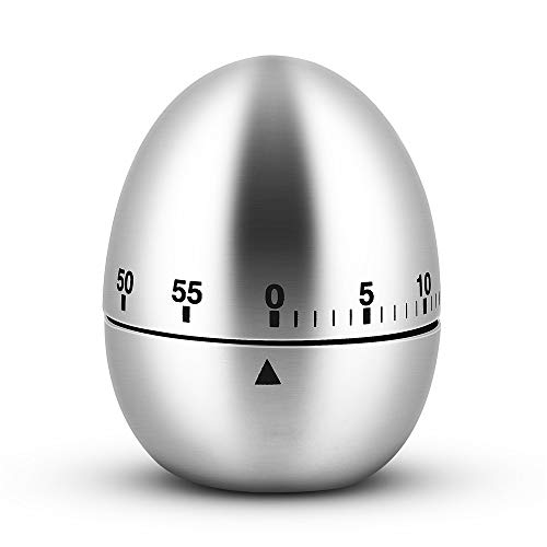 L&B Olivia Egg/Apple Kitchen Timer Cute Manual, Stainless Mechanical Visual Countdown Cooking Timer Loud Alarm for