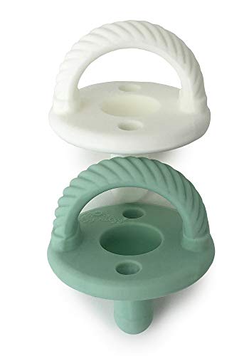 Itzy Ritzy Sweetie Soother Pacifier Set of 2- Silicone Newborn Pacifiers with Collapsible Handle & Two Air Holes for Added