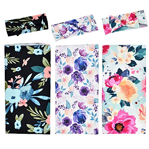SHUCHE Floral Swaddle Blanket, 3 Pack, Receiving Blankets Girl, Flower Swaddling Blanket, Baby Girl Swaddle Registry Essentials,