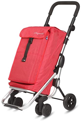 PlayMarket GO UP Folding Shopping Cart with Swivel Wheels, Red