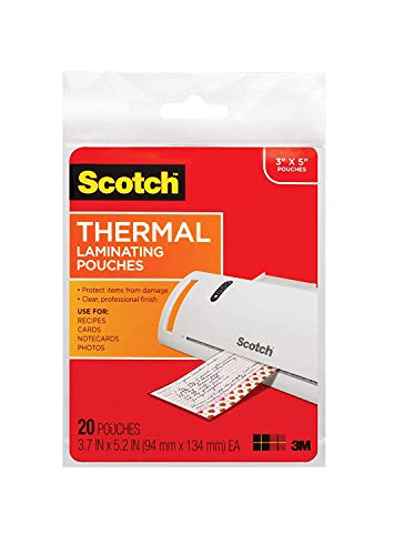 Scotch Brand Scotch Thermal Laminating Pouches, 3.7 x 5.2-Inches, 20-Pouches (TP5902-20) (24)