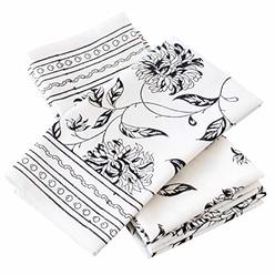 Lotus & Ivory Black & Off White Table Cloth Napkins -(20X20 inch) Properly Finished | No Fray Edges | for Home, Kitchen,