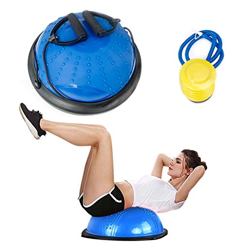 Tickas Half Ball Balance Trainer, Exercise Ball with Straps Yoga Balance Ball and Foot Pump Anti Slip for Core Training Home