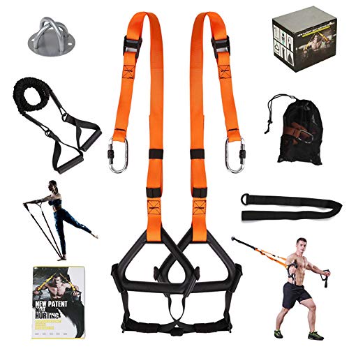 Moulyan Bodyweight Resistance Training Straps Complete Home Gym Fitness Trainer kit for Full-Body Workout Easy Setup Gym Home
