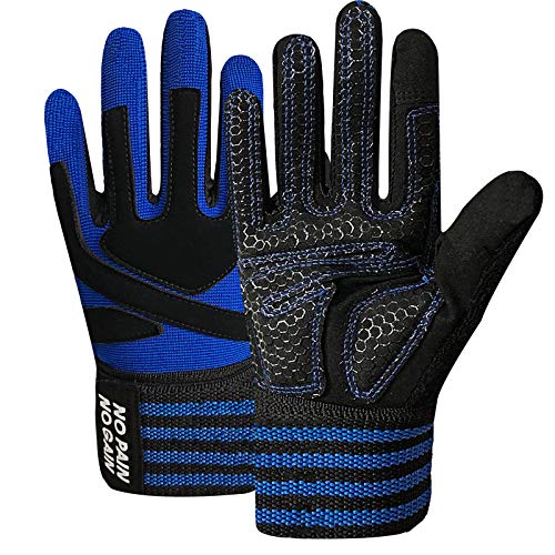Finger Ten Crossfit Gloves for Men Women Full Finger with Wrist Strap Support, Padded Grip for Weight Lifting Gym Fitness Exercise