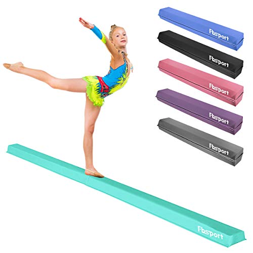 FBSPORT 8ft Balance Beam Folding Floor Gymnastics Equipment PU Leather