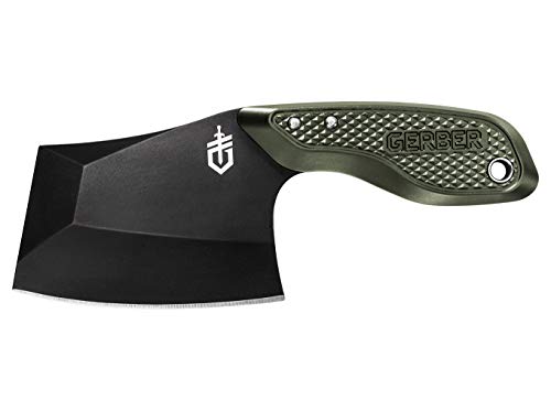Gerber Gear Gerber TRI-Tip, Mini Cleaver Fixed Blade Knife with Sheath, Green Handle [30-001694]