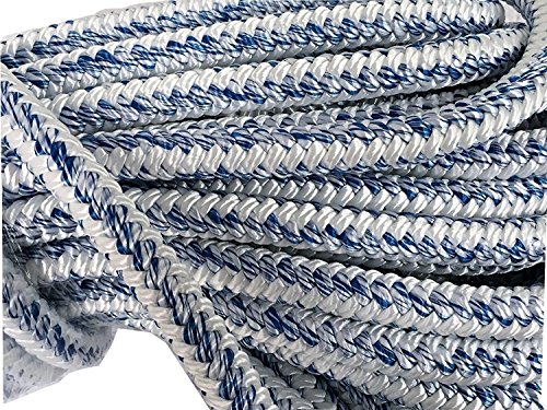 Blue Ox Rope 3/4 Inch by 200 Feet 12 Carrier, 24 Strand Polyester Arborist Bull Rope, White/Blue