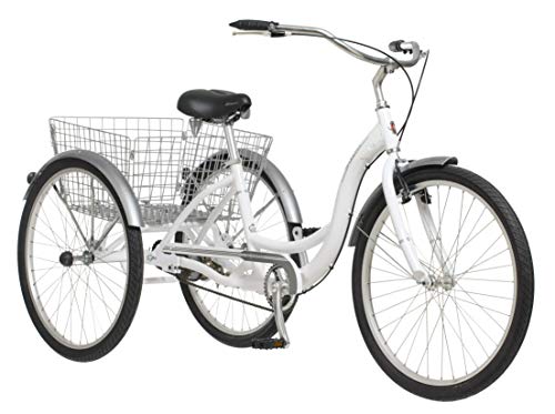 Schwinn Meridian Adult Trike, Three Wheel Cruiser Bike, 1-Speed, 26-Inch Wheels, Cargo Basket, White