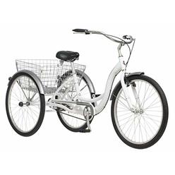 Schwinn Meridian Adult Trike, Three Wheel Cruiser Bike, 1-Speed, 26-Inch Wheels, Cargo Basket, White