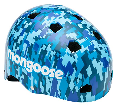 Mongoose BMX Bike Helmet, Multi Sport Kids Helmet, Camouflage/Blue