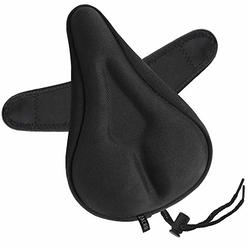 Zacro Gel Bike Seat Cover - Soft Gel Bicycle Seat with Cross Straps of The Bottom, with Water&Dust Resistant Cover (Black)