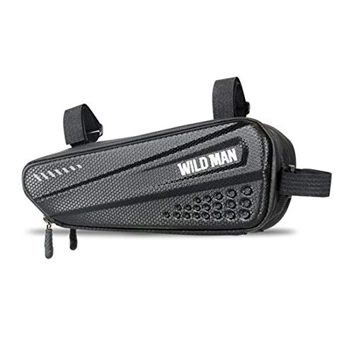 WILD MAN 1.2L Rainproof Hard Shell Bike Saddle Bag for Bicycle Triangle Frame Under Seat for Road Mountain Cycling (Black,ES4)