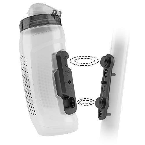 Fidlock TWIST Bottle 590 Set- Bike Water Bottle Holder with Attached Bottle - Cage Free Magnetic Mount - Clear