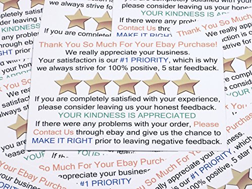 Practical Prints Thank You for Your Purchase and Feedback Request Package Insert Cards for Ebay Business Sellers. Add These Smart 