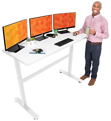 Stand Steady Tranzendesk 55 Inch Standing Desk | Easy Crank Height Adjustable Sit to Stand Workstation | Modern Ergonomic